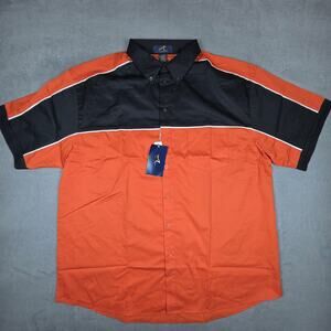 Ash City Men XL Orange Black Colorblock Button Up Shirt Short Sleeve Work NWT